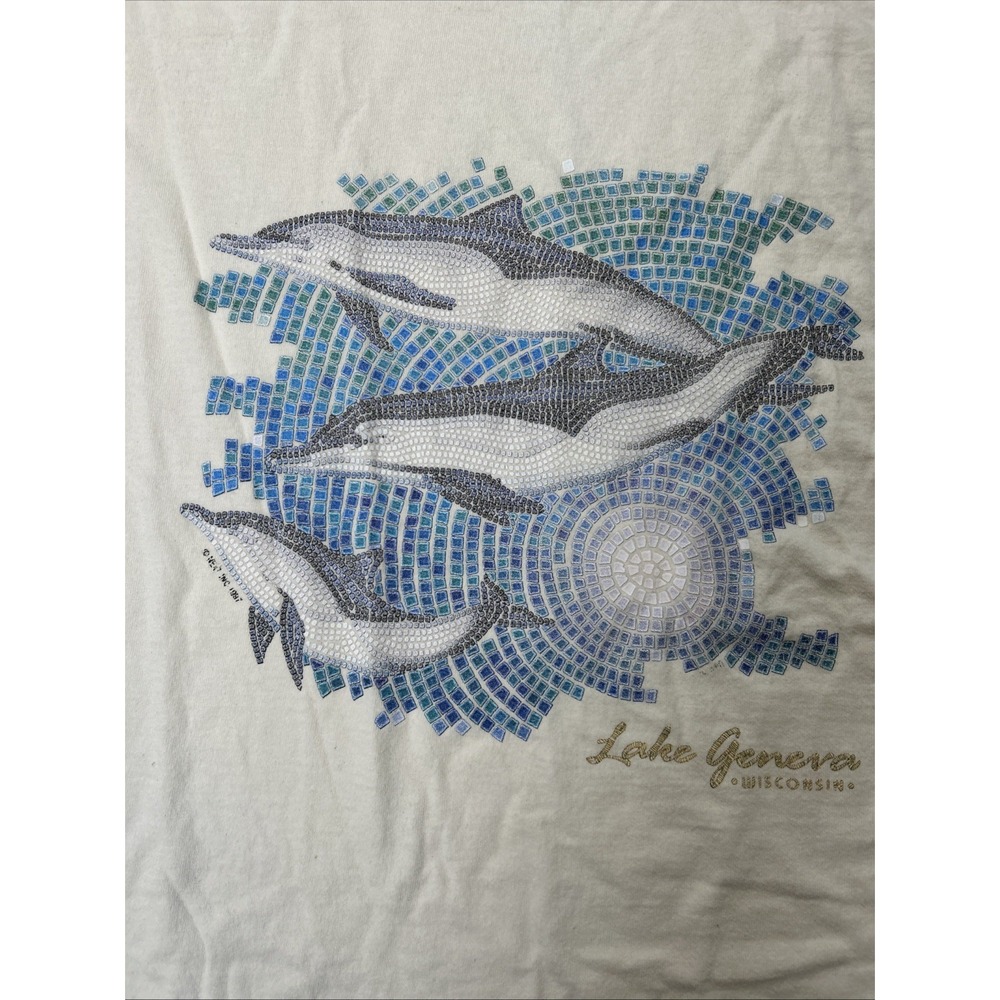 Vintage Fruit Of The Loom T Shirt Lake Geneva Wisconsin Men's Size XL White 1997 - Picture 9 of 12